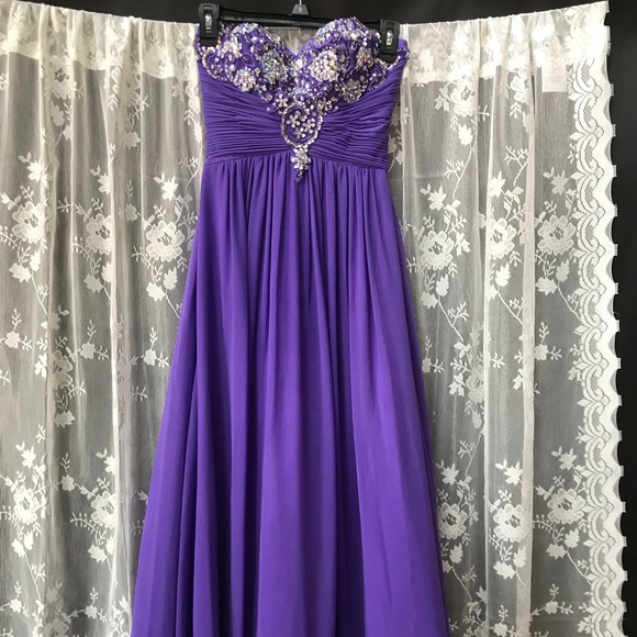 BEE DARLIN🌹LONG PURPLE PROM DRESS🌹CHIFFON🌹ZIP🌹 - Picture 2 of 7